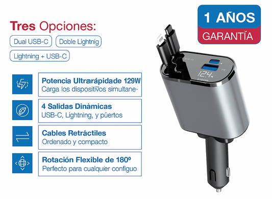 Cargador Retractil Carro 4 En 1
