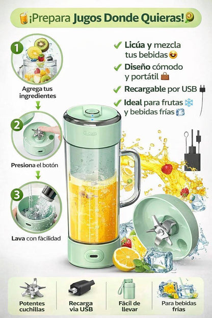 Vaso Licuadora Mini Portatil con pitillo